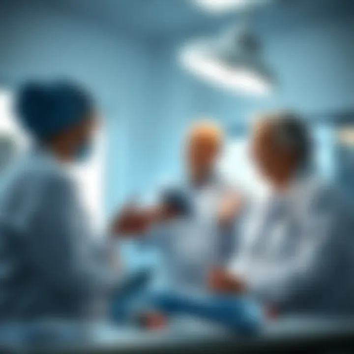 Healthcare providers discussing catheter care considerations for prostate cancer patients.