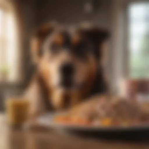 A dog enjoying a healthy meal rich in protein