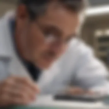 Pathologist Analyzing Prostate Samples Pathologist examining tissue samples