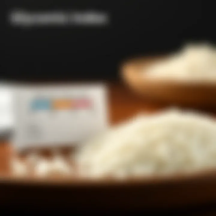 Glycemic Index Scale and White Rice An infographic explaining the glycemic index scale and white rice's position on it.