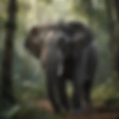 Asian Elephant in the Forest Asian elephant in its natural forest habitat