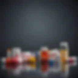 An assortment of depression medications displayed on a reflective surface.
