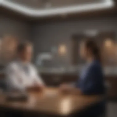 Healthcare professionals engaging with patients in a welcoming environment