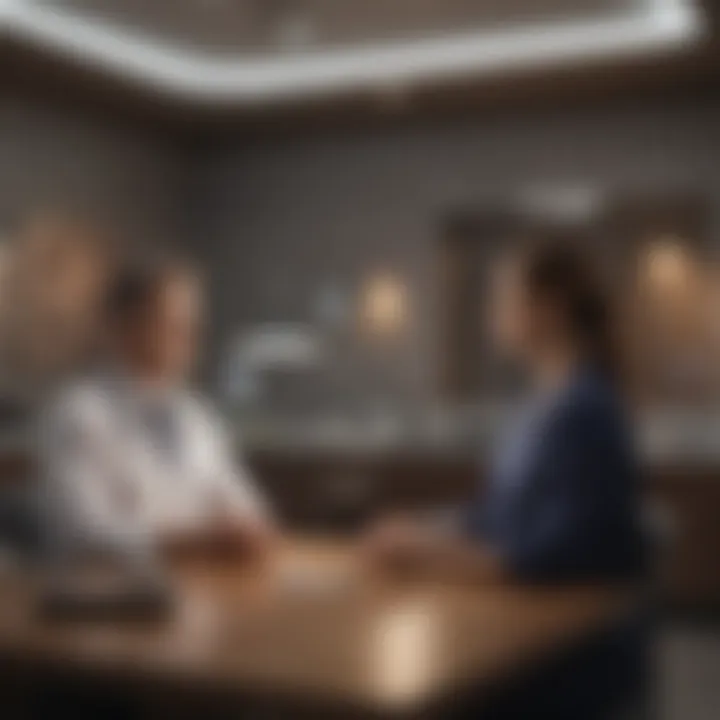 Healthcare professionals engaging with patients in a welcoming environment